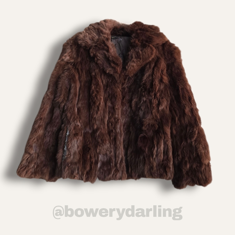 90s Rabbit Fur Coat ❤️ SO SOFT ❤️ - Ginger Brown (M)